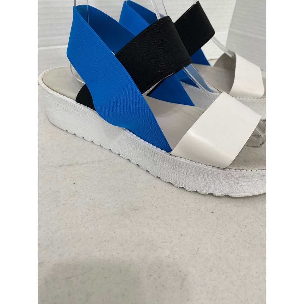 Sixtyseven Platform Sandals Womens 40 Blue White Black Elastic Flatform Good - Picture 2 of 11